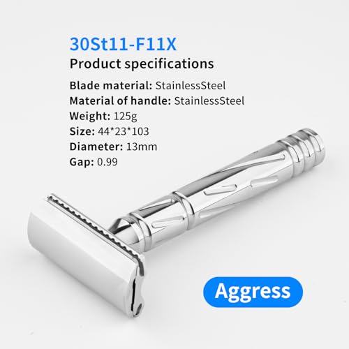 KAMPFE Double Edge Safety Razor Shaver Adopts CNC High-Precision Processing,Women and Mens razors for Shaving,30-degree Shaving Angled Head (aggress+++)
