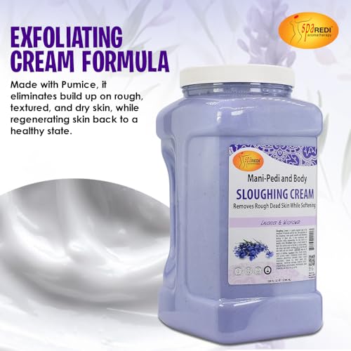 SPA REDI - Foot Cream, Sloughing Lotion, Lavender and Wildflower 128 Oz - Pedicure Massage Foot Care for Dry Cracked Feet, Scrub Gently, Exfoliating