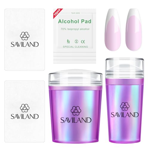 SAVILAND French Tip Nail Stamper Kit 4PCS Silicone Purple Radium Variant