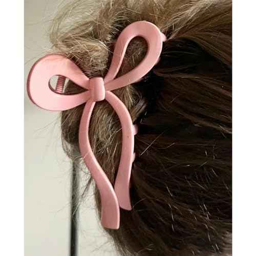Butterfly Hair Clips and Bows Set - 3Pcs 5 Inch Trendy Claw Clips for Thick Hair, Pink Ribbon Clips, Coquette Hair Accessories