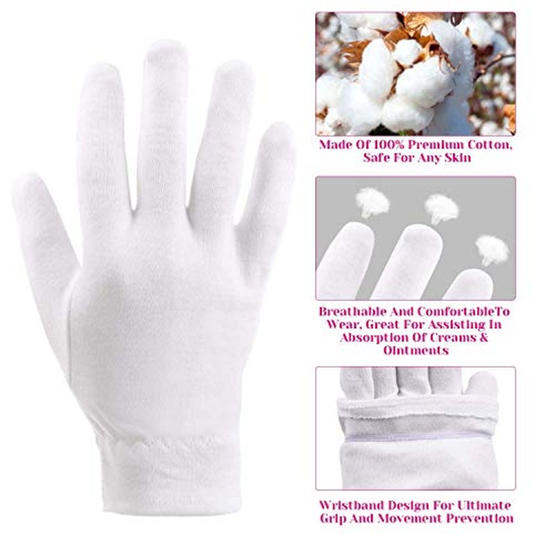 100% Cotton Gloves for Dry Hands & Eczema - 10 Pairs