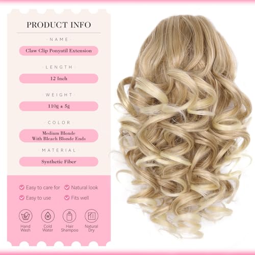 12 Inch Claw Clip Ponytail Extension - Soft Wavy Synthetic Hair
