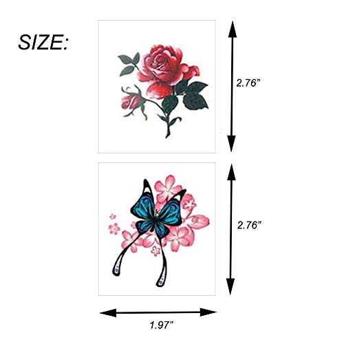 ELANE 100 Pcs Butterfly Flower Waterproof Temporary Tattoos for Women,Fake Tattoos for Kids,Small Temporary Tattoos for Women Sexy,Fake Tattoos for Girls