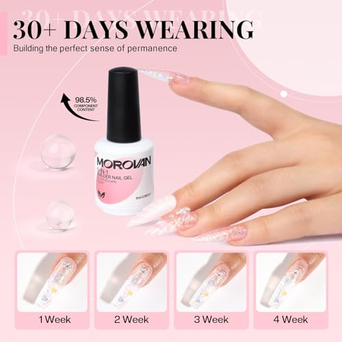 Morovan Builder Gel for Nails in Bottle: 5 in 1 Builder Gel for Nails Clear Builder Strengthener Gel for Reinforcing and Shaping Builder Gel Nail Kit with Nail File