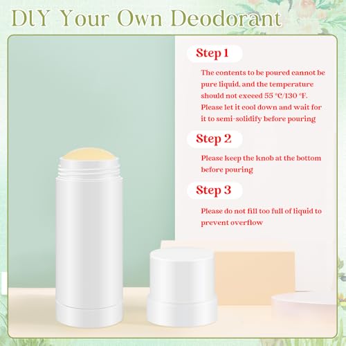 30 Pcs 60ml/2oz Empty Deodorant Containers Twist Up Filling Bottle Refillable Plastic Deodorant Holder Tube for Homemade Lipstick Sunscreen Balm Lotion Bar (White)