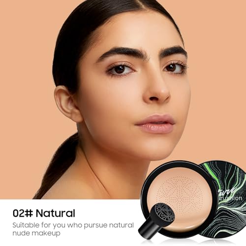 Air Cushion CC Cream Mushroom Head Foundation - Moisturizing BB Creams Foundation, Long-Lasting Waterproof Matte Concealer for Even Skin Tone£¬Gifts for Women (Natural, 1 PCS)
