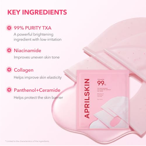 APRILSKIN TXA Glass Skin Duo for Glass Skin: TXA Pink Capsule Gel Mask (4ea) and TXA Overnight Wrapping Mask