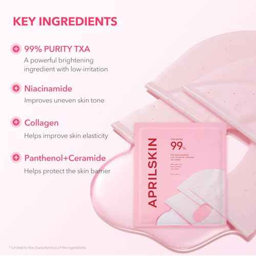 APRILSKIN TXA Pink Capsule Gel Mask | Overnight Face Mask for Glass Glow Skin I 99% High-Purity Tranexamic Acid 3 for uneven skin tone I Elasticity, Hydrating and Firming I Korean Skincare I 30g x 4ea
