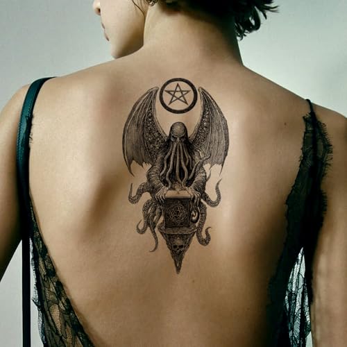 Yazhiji 47 Sheets Temporary Tattoos, 17 Sheets Half Arm Cthulhu Octopus Fake Tattoos for Adults Shoulder Neck, 30 Sheets Tiny Animal Temporary Tattoos Realistic for Men Women Boys & Girls