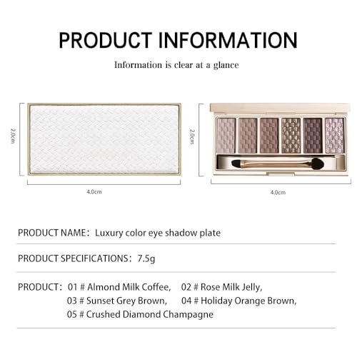 Neutral Gray Brown 6-Color Eyeshadow Palette with Mirror
