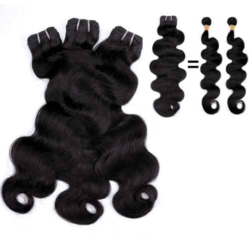 MSGEM 15A Body Wave Bundles Human Hair Brazilian Body Wave Human Hair Weave 3 Bundles 18 20 22 inch 100% Unprocessed Virgin Human Hair Extensions for Black Women Natural Color