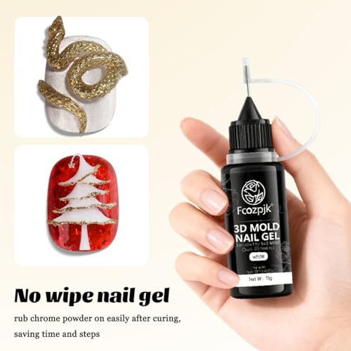 Fcozpjk 3D Sculpting Gel 15g White for Nail Charm Molds, Quick Dry UV/LED