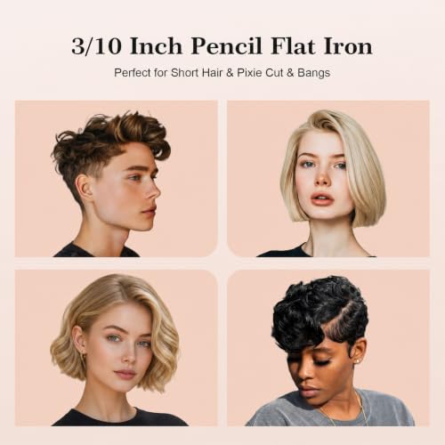 Mini Flat Iron for Short Hair, 0.3" Ultra-Thin Straightener Curler