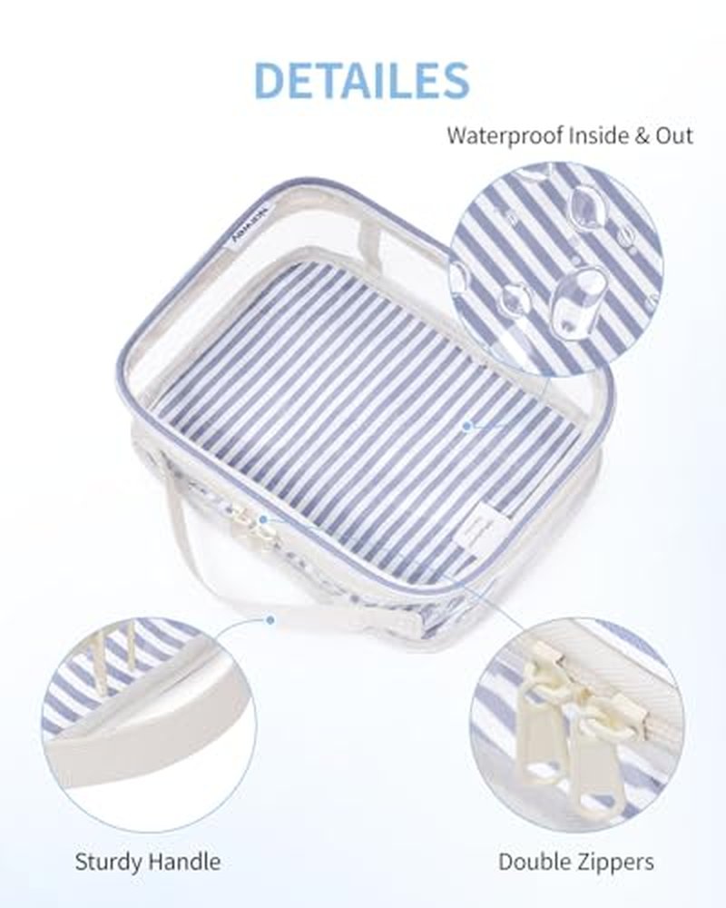 Narwey TSA Approved Clear Toiletry Bag, Waterproof Travel Makeup Organizer