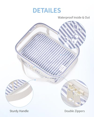 Narwey TSA Approved Clear Toiletry Bag, Waterproof Travel Makeup Organizer