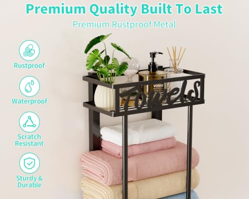 HapiRm Black Over-The-Door Towel Rack 3-Tier Wall Mounted Bathroom Organizer