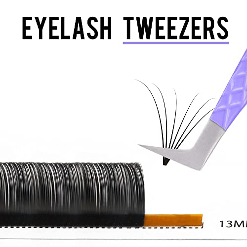 Fiber Tip Lash Tweezers For Eyelash Extension Tweezers Professional Artist Tech Work Kit Tools,Best Volume Eyelash Lashes Extensions Purple Tweezers Precision Supplies(C Curved)