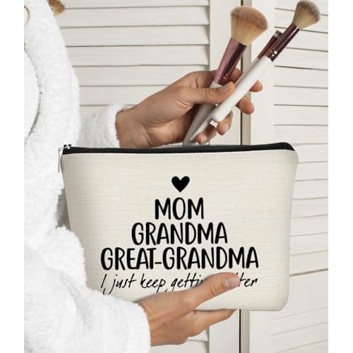 Mothers Day Gifts for Grandma Great Grandmother Gifts Small Makeup Bag,Mom Grandma It Just Keeps Getting Better Cosmetic Bag,Birthday Christmas Makeup Bag Organizer Gifts for Women
