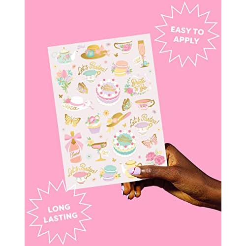 xo, Fetti Bachelorette Tea Party Temporary Tattoos - 50 pcs Glitter Styles | Pastel Bridal Shower Decoration, Bridesmaid Favor, Partea, Garden