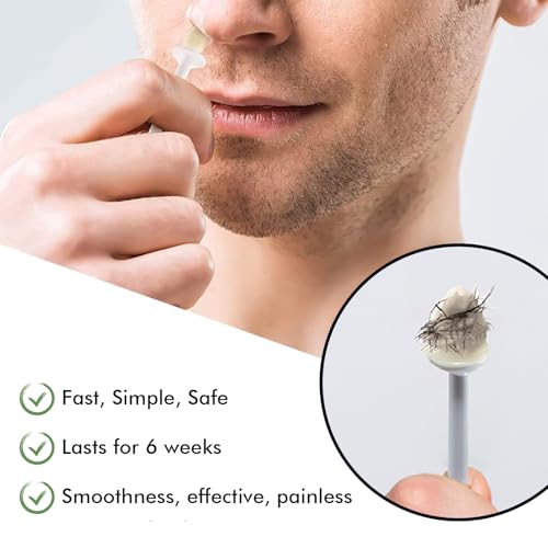 Nose Wax Kit Men & Women- Mini Portable Wax Warmer for Nose/Ear/Eyebrow/Beard/Lip Fuzz Hair Removal with 50g Hard Wax Beans, 10 Applicators & 5 Nose Hair Sticks &1 Silicone Pot - 5V USB