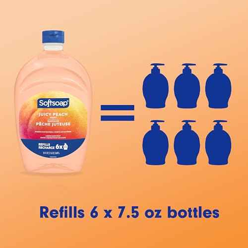 Softsoap Juicy Peach Liquid Hand Soap, Kitchen and Bathroom Hand Soap, Rich Fruity Scent, 50 fl oz Refill Bottle