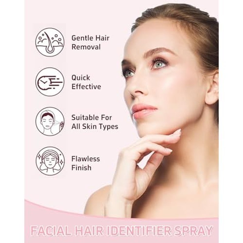 2PCS Hair Identifier Spray for Face Shaving Powder Spray Women, Facial Hair Spray Face Body Hair Identifier Spray Face Spray for Shaving Peach Fuzz Spray for All Skin Types