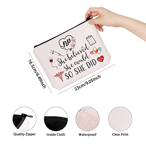 TSOTMO Nurse Practitioner Gift She Believed She Could So She Did 2022 Nurse Graduation Gift Makeup Bag (She Believed NP)