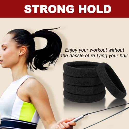 IKOCO 150pcs Black Hair Ties for Women | No Damage Cotton Ponytail Holders