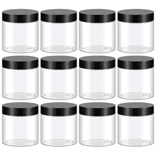 36 Pack 4 OZ Plastic Jars with Lids, BPA Free, Reusable Refillable Empty Round Clear 4oz Containers with Lids for Cosmetics, Travel, Samples, Beads, Slime, Spice, Small Items Storage