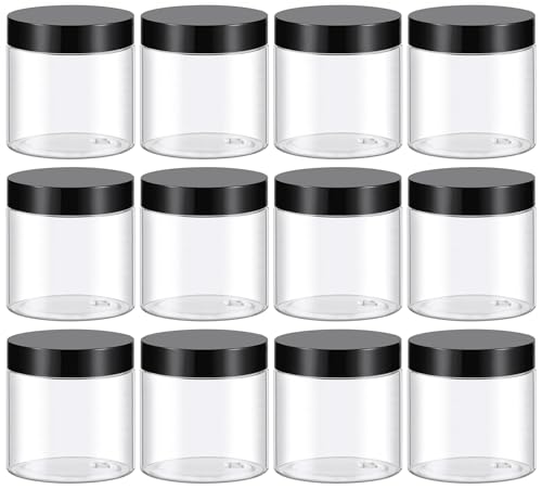 4 Oz Clear Plastic Containers with Lids, 12 Pack