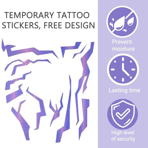 Ombre Patterns Temporary Tattoo, Movie Anime Purple Temporary Tattoos Dance Cosplay Tattoos Stickers Prop Cosplay Accessories£¬Cosplay, and Party Makeup (5pcs)