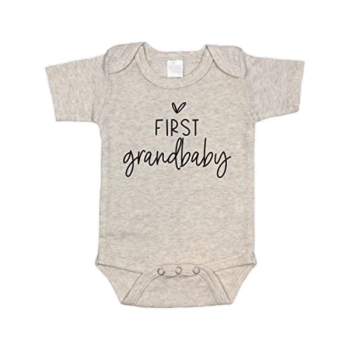 Pregnancy Announcement Infant Bodysuit First Grandbaby Gift for Grandparents | New Baby Surprise (0-3 month, Oatmeal)