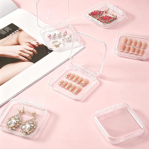 80 Sets Press On Nail Storage Boxes with Adhesive Tapes - 3x3 Inch