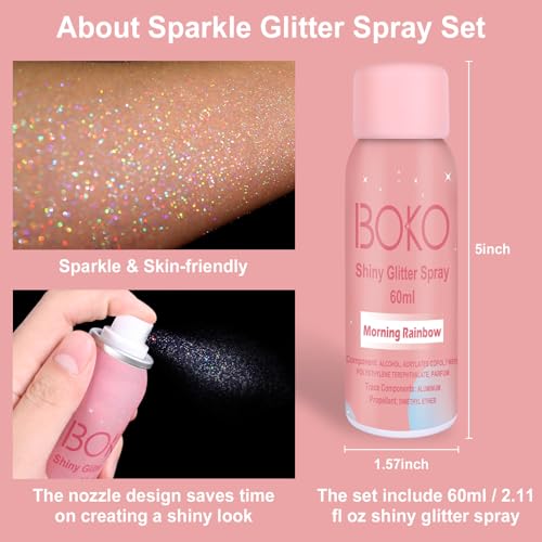 Boko Holographic Silver Body Glitter Spray 60ML