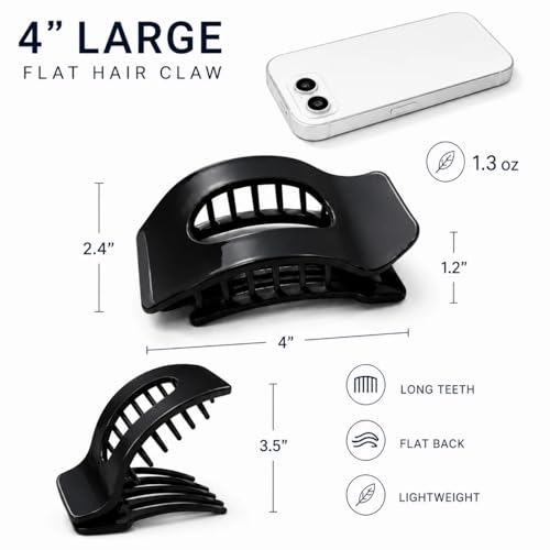 4 Inch Flat Hair Clips for Women, Soft Silicone Claw Clips