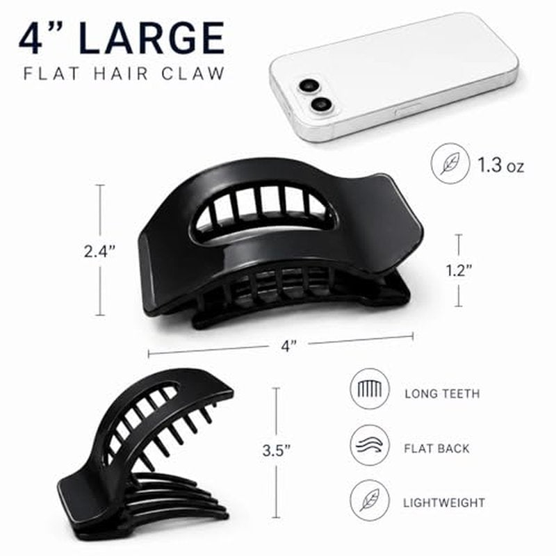 4 Inch Flat Hair Clips for Women, Soft Silicone Claw Clips