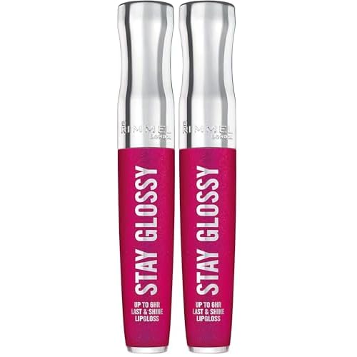 Rimmel Stay Glossy Lip Gloss, Pop Fizz Pink, 0.18 Fl Oz (Pack of 2)