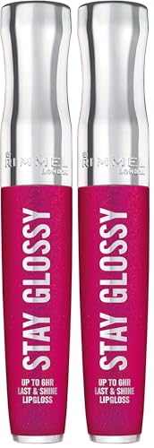 Rimmel Stay Glossy Lip Gloss Pop Fizz Pink 0.18oz Pack of 2
