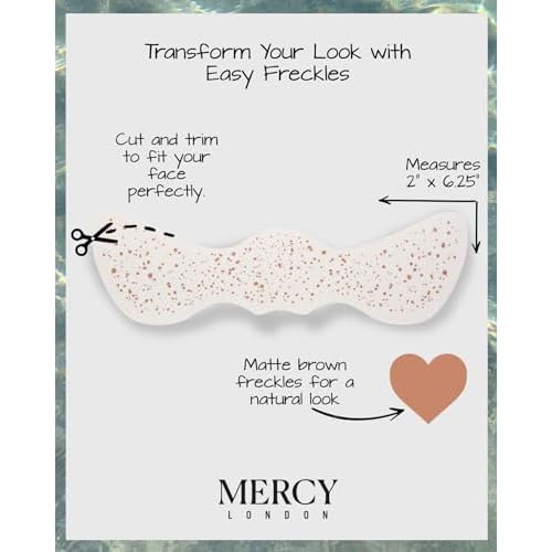 MERCY LONDON Brown Freckle Tattoos ? 5 Pieces Natural & Long-Lasting Faux Freckles, Easy to Apply & Remove, Waterproof, Smudge-Proof Beauty Accessory, Brown Freckle Makeup