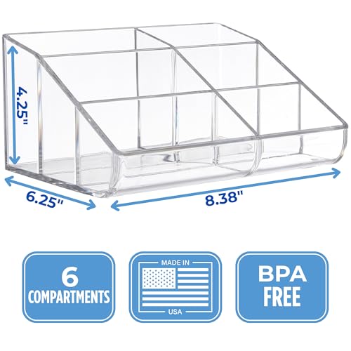 STORi Clear Makeup Organizer - 6-Compartment Vanity Storage