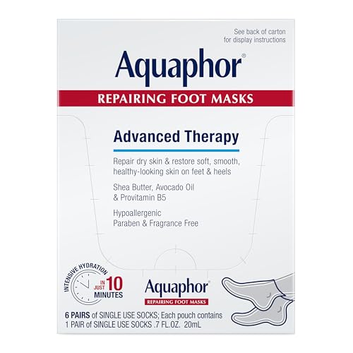 Aquaphor Repairing Foot Masks for Dry Feet, Pack of 6