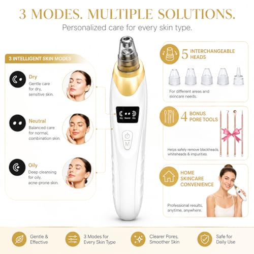 Pore Vacuum Blackhead Remover | USB Rechargeable, 69kPa Suction