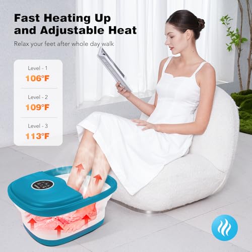 Collapsible Foot Spa Bath with Heat, Bubbles & Rollers