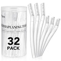 32-Pack Face Razors for Women ? Dermaplane & Eyebrow Razor Set, 24 Long + 8 Short Precision Blades for Peach Fuzz Removal, Gentle Exfoliation, Ideal for Stocking Stuffers (Clear)