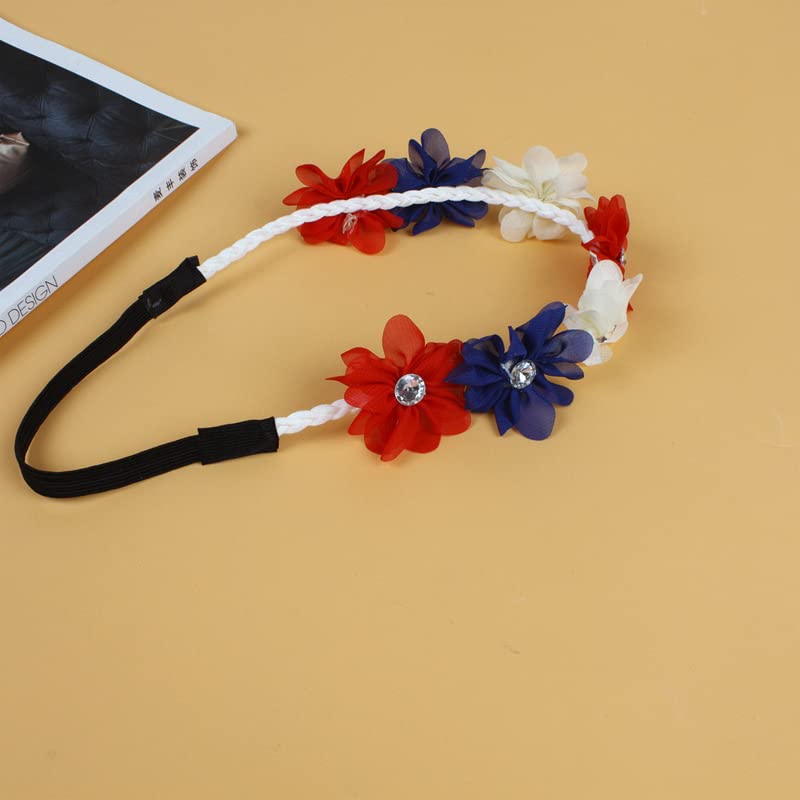 Flower Floral Wreath Headband Flower Crown Garland Halo Hair Band Accessories JW06 (Blue White Red)