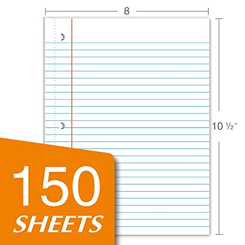 KAISA Filler Paper Loose Leaf Paper, Wide Ruled Paper, 8"x10-1/2", 3-Hole Punched Binder Paper For 3-Ring Binders,150 Sheets/pack 3Pack, F15001W