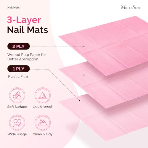 MelodySusie Disposable Nail Mats 50Pcs 18" x 13" - Absorbent Salon Pads