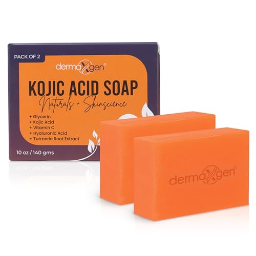 Kojic Acid Soap Bar for Dark Spots, Hyperpigmentation and Uneven Tone with Vitamin C, Arbutin, & Glutathione | Face & Body Wash for Radiant, Glowing Skin for Women and Men | 2 Pack(140g x 2)