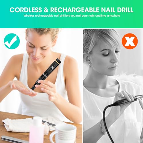 LIERKISS Cordless Electric Nail Drill Kit 35000RPM for Manicure & Pedicure