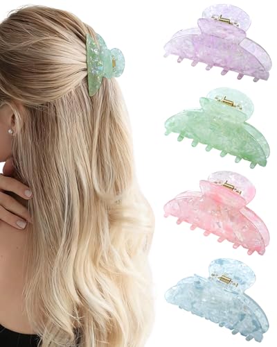 ACECHA 4-Pack Cute Acrylic Claw Clips for Women - Strong Hold